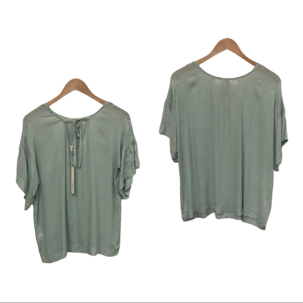Symphony mint‎ green tie back blouse
